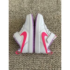 Nike Court Borough Low 2 Girls Size 9C White Pink Shoes BQ5453-111 Sneaker